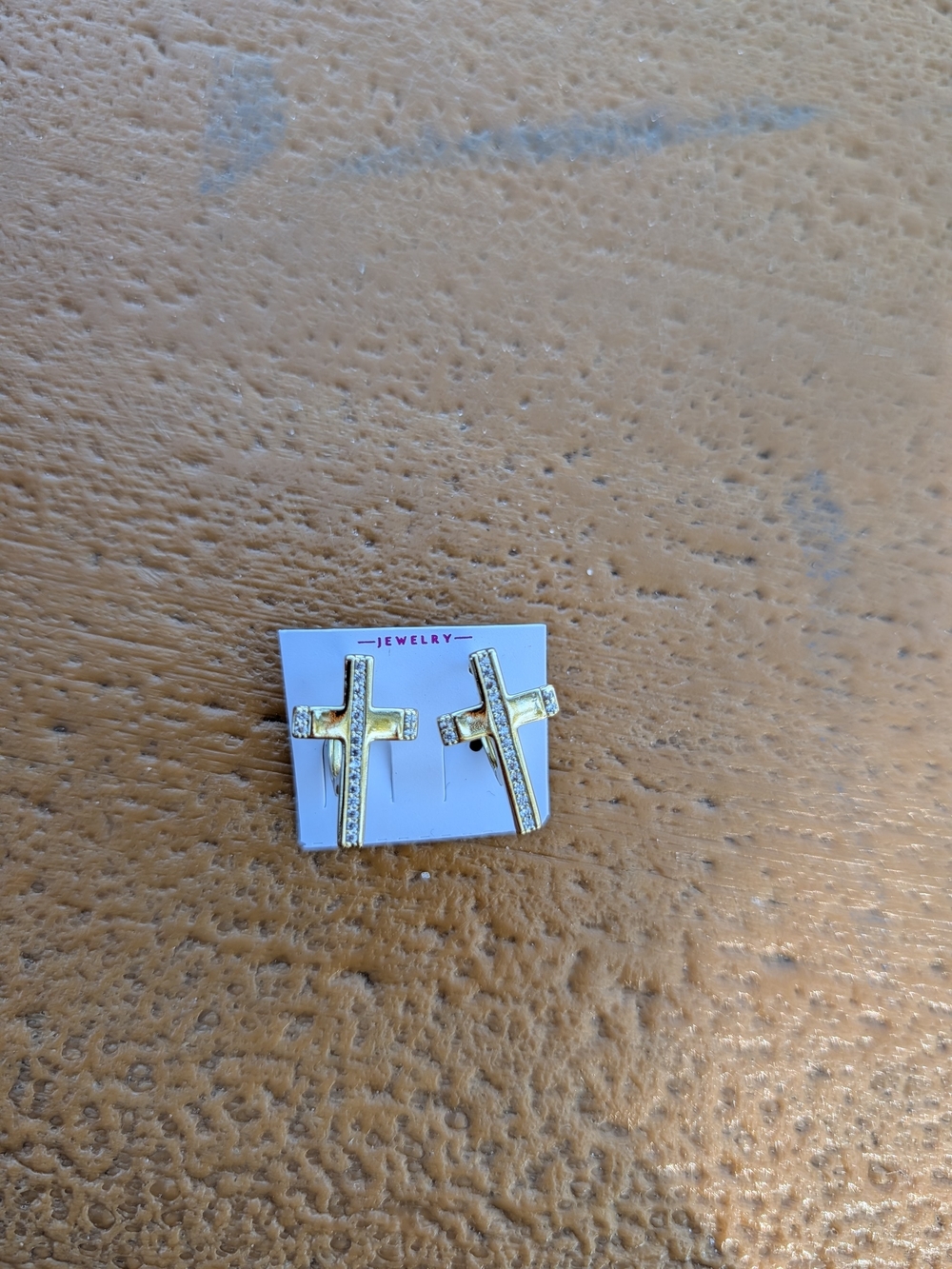 Gold Cross Rhinestone Stud Earrings